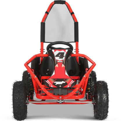 Color: Red - MotoTec Mud Kids Gas Powered 98cc Go Kart Full Suspension