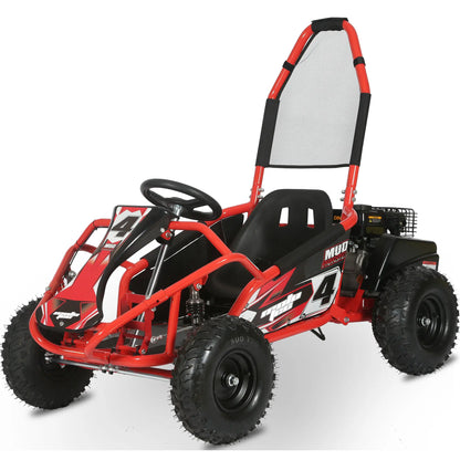 Color: Red - MotoTec Mud Kids Gas Powered 98cc Go Kart Full Suspension
