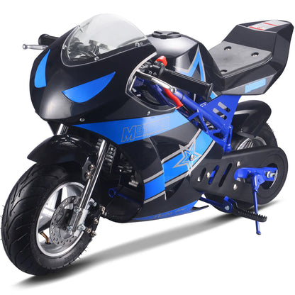Color: Blue - MotoTec Gas Pocket Bike GT 49cc 2-Stroke