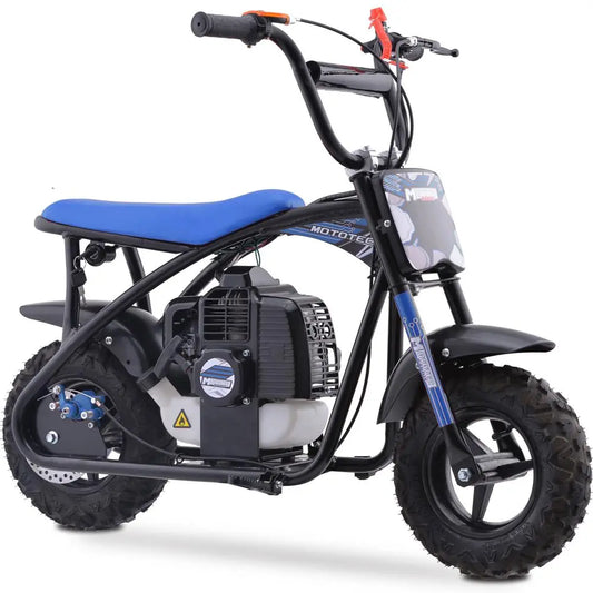 MotoTec Bandit 52cc 2-Stroke Kids Gas Mini Bike - Blue | Powerful Off-Road Fun for Young Riders