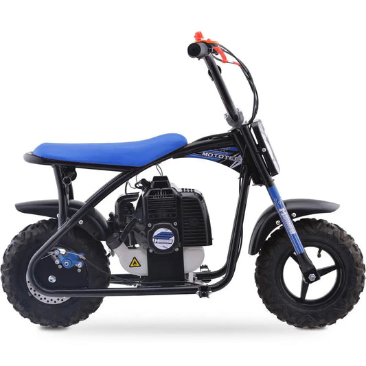 MotoTec Bandit 52cc 2-Stroke Kids Gas Mini Bike - Blue | Powerful Off-Road Fun for Young Riders