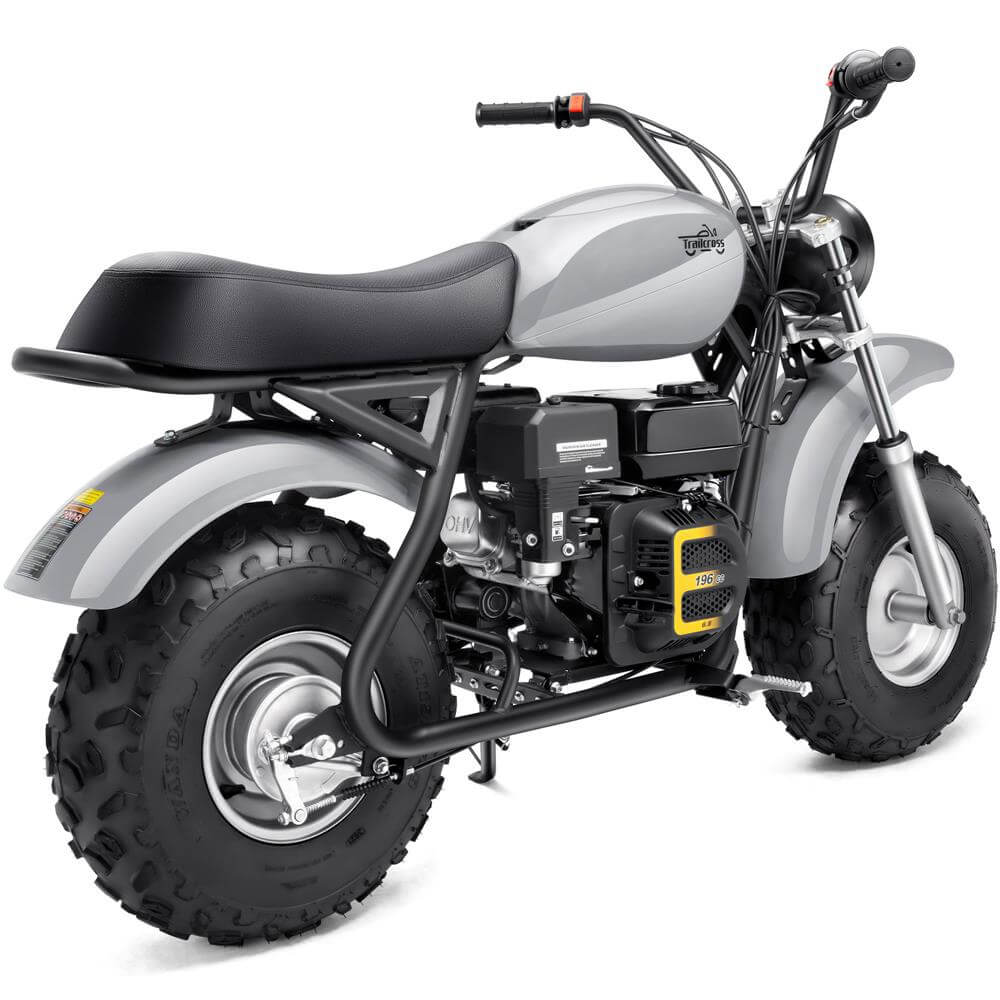 MotoTec 200cc 6.5HP Trailcross Gas Powered Mini Bike Grey