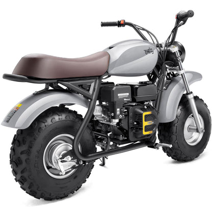 Color: Gray - MotoTec 200cc 6.5HP Trailcross Gas Powered Mini Bike