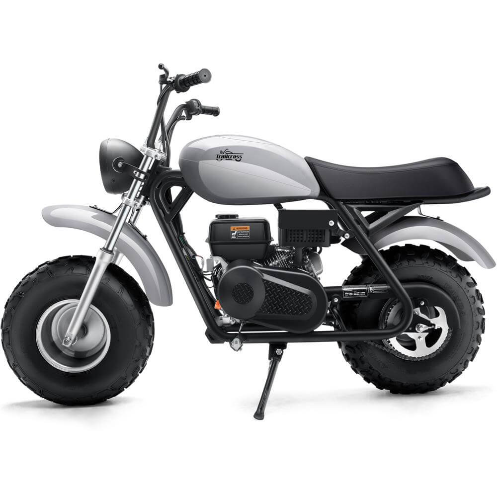 MotoTec 200cc 6.5HP Trailcross Gas Powered Mini Bike Grey