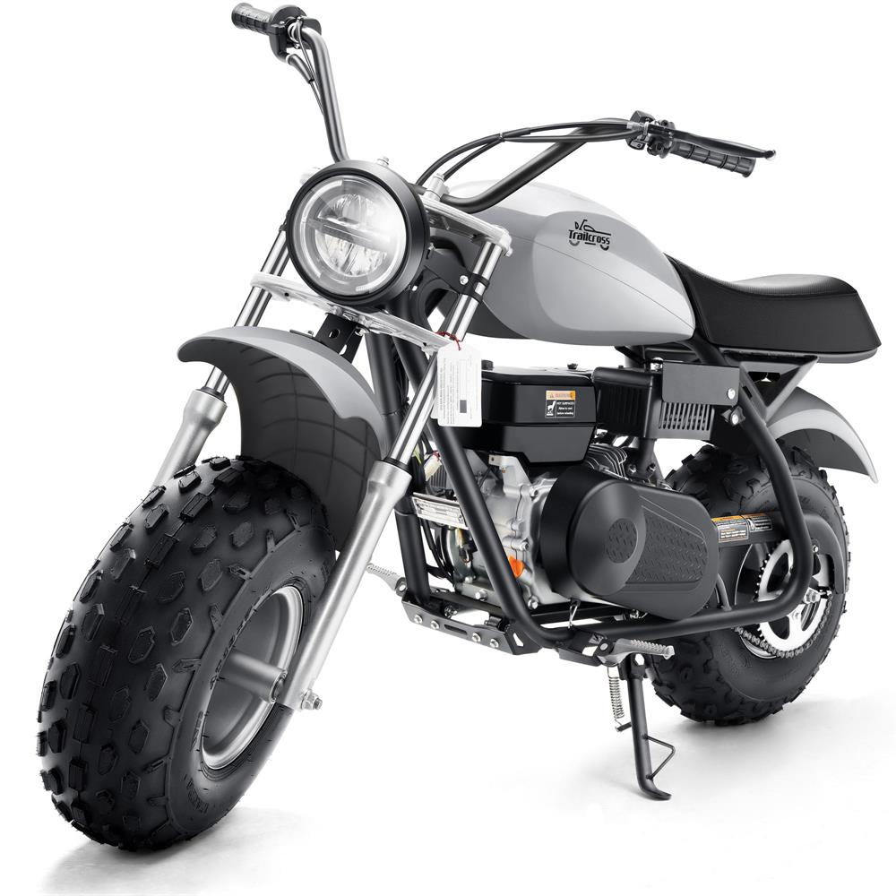 MotoTec 200cc 6.5HP Trailcross Gas Powered Mini Bike Grey