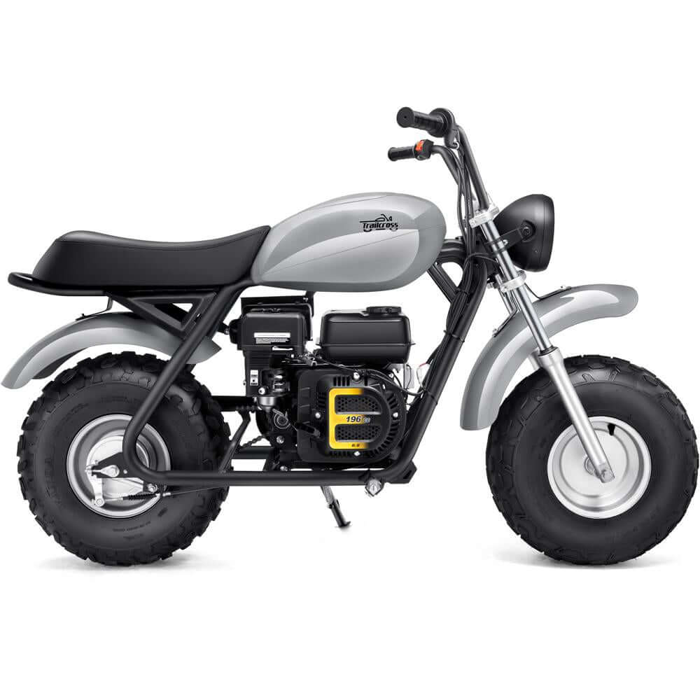 MotoTec 200cc 6.5HP Trailcross Gas Powered Mini Bike Grey