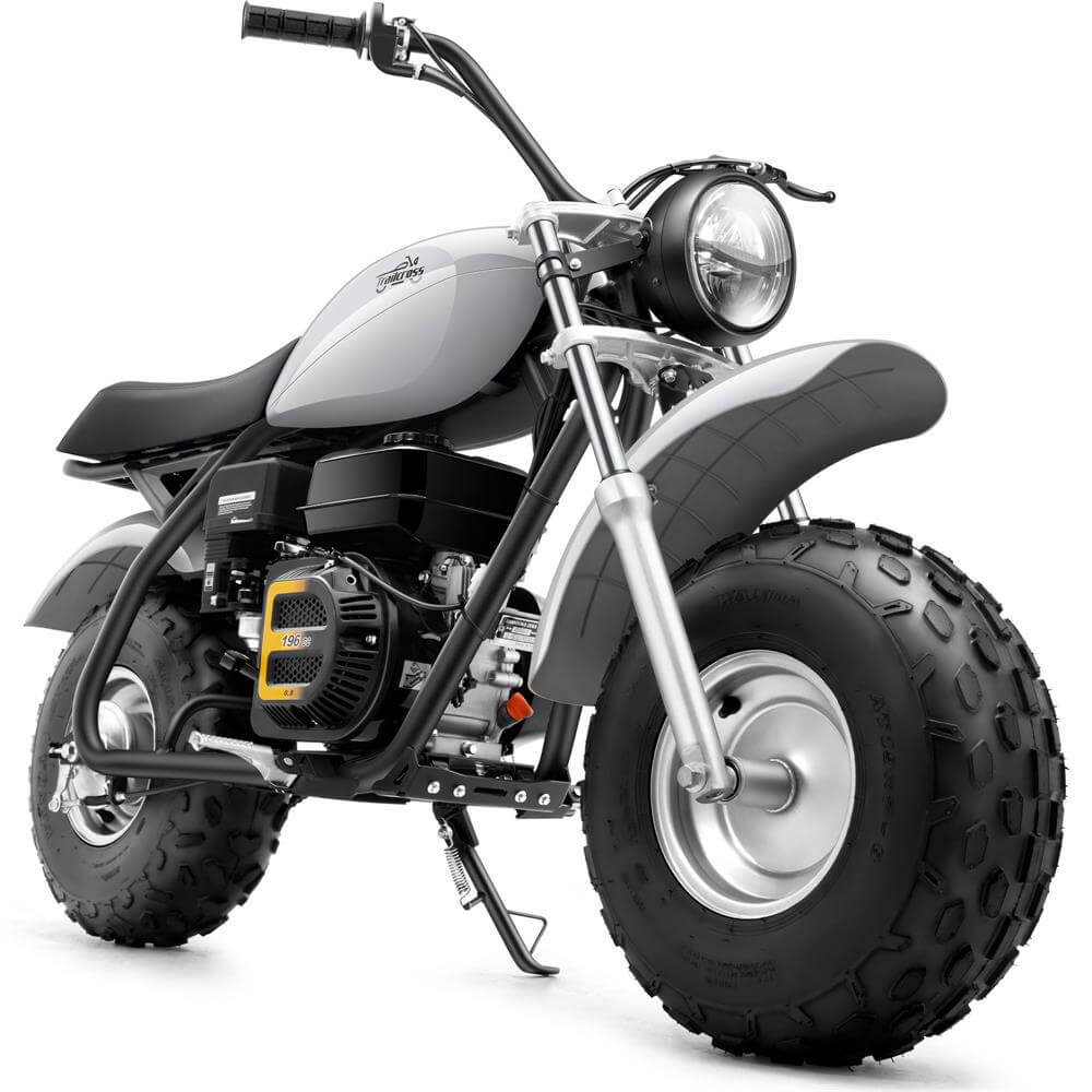 MotoTec 200cc 6.5HP Trailcross Gas Powered Mini Bike Grey