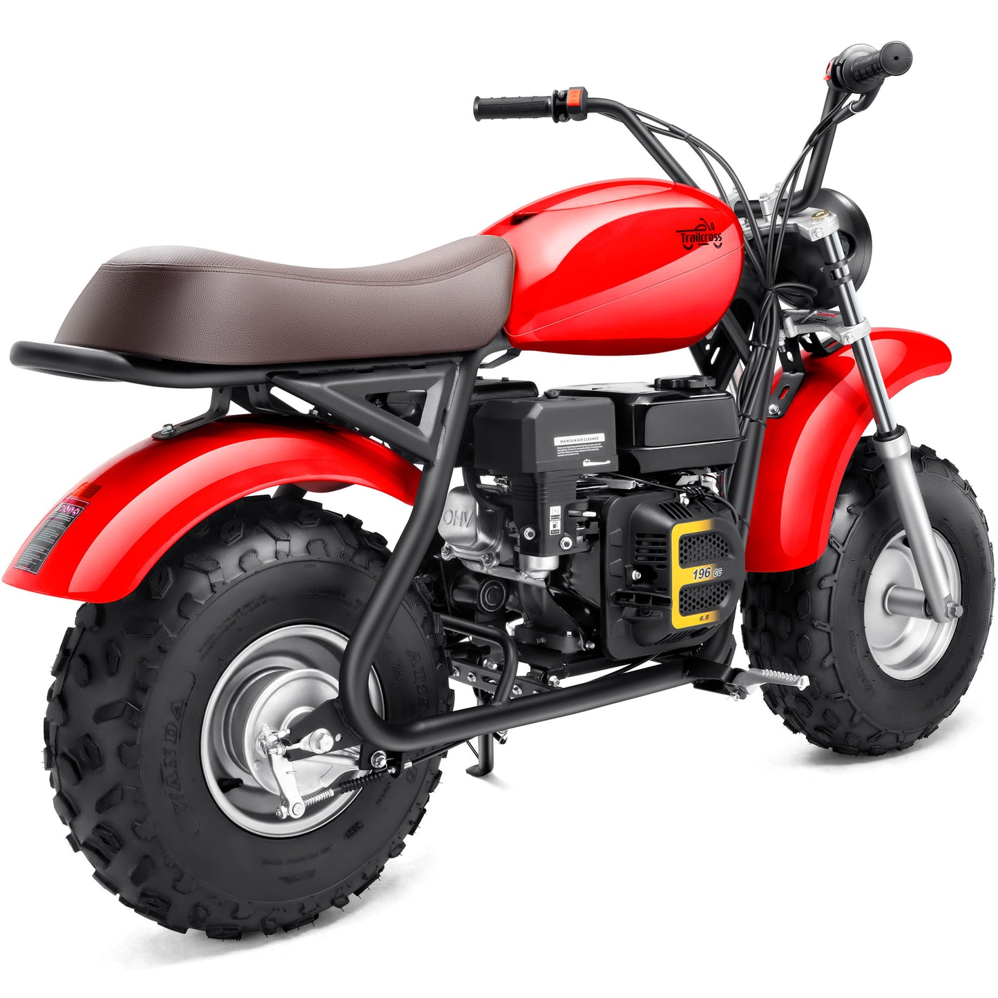 Color: Red - MotoTec 200cc 6.5HP Trailcross Gas Powered Mini Bike