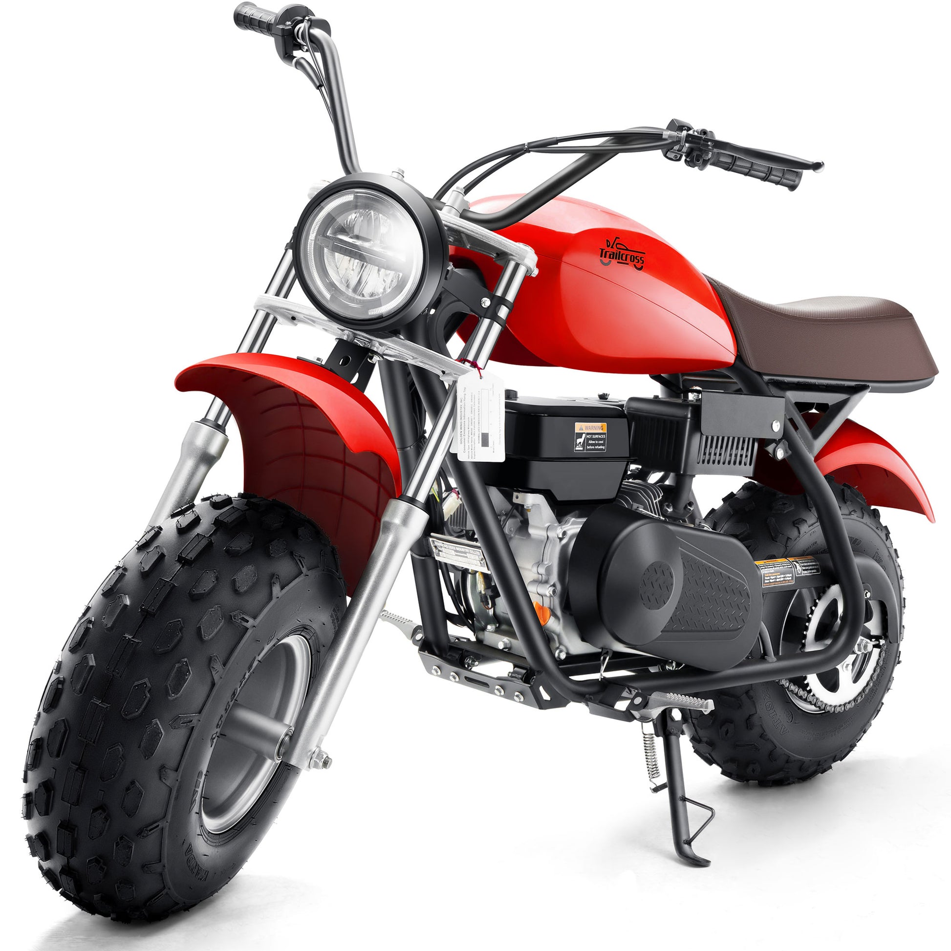 Color: Red - MotoTec 200cc 6.5HP Trailcross Gas Powered Mini Bike
