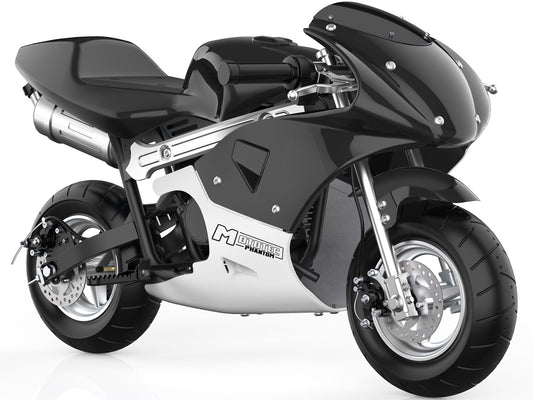 MotoTec Phantom Gas Pocket Bike 49cc 2-Stroke Black