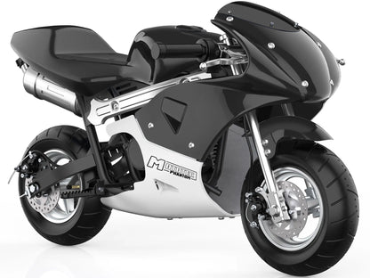 Color: Black - MotoTec Phantom Gas Pocket Bike 49cc 2-Stroke