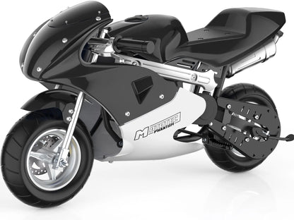Color: Black - MotoTec Phantom Gas Pocket Bike 49cc 2-Stroke