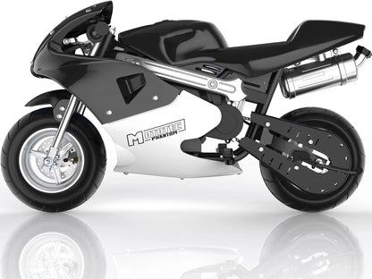 Color: Black - MotoTec Phantom Gas Pocket Bike 49cc 2-Stroke