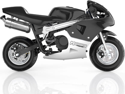 Color: Black - MotoTec Phantom Gas Pocket Bike 49cc 2-Stroke