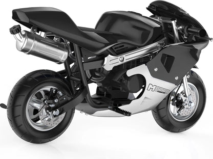 Color: Black - MotoTec Phantom Gas Pocket Bike 49cc 2-Stroke