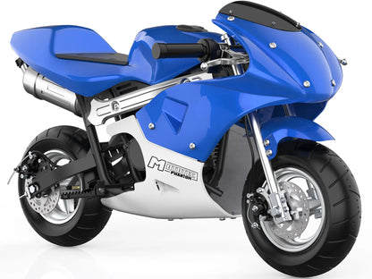 Color: Blue - MotoTec Phantom Gas Pocket Bike 49cc 2-Stroke