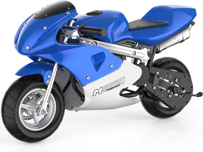 Color: Blue - MotoTec Phantom Gas Pocket Bike 49cc 2-Stroke