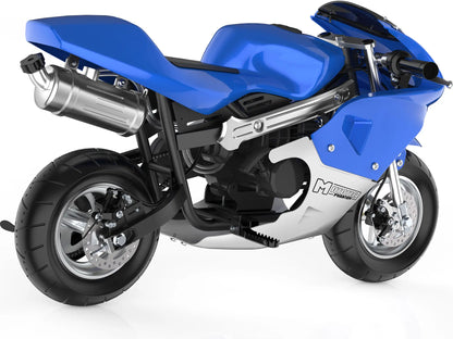 Color: Blue - MotoTec Phantom Gas Pocket Bike 49cc 2-Stroke