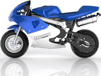 Color: Blue - MotoTec Phantom Gas Pocket Bike 49cc 2-Stroke