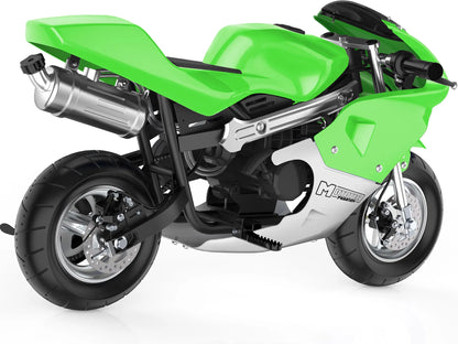 Color: Green - MotoTec Phantom Gas Pocket Bike 49cc 2-Stroke