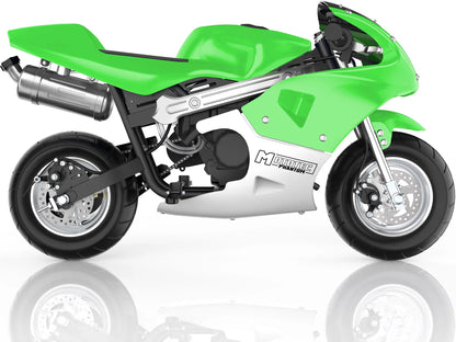 Color: Green - MotoTec Phantom Gas Pocket Bike 49cc 2-Stroke