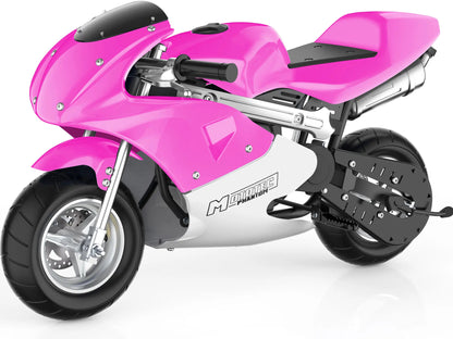 Color: Pink - MotoTec Phantom Gas Pocket Bike 49cc 2-Stroke