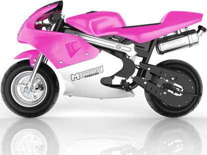 Color: Pink - MotoTec Phantom Gas Pocket Bike 49cc 2-Stroke