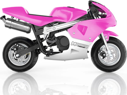 Color: Pink - MotoTec Phantom Gas Pocket Bike 49cc 2-Stroke