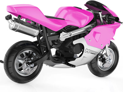 Color: Pink - MotoTec Phantom Gas Pocket Bike 49cc 2-Stroke