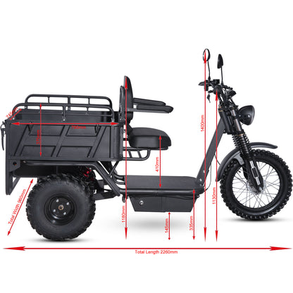 MotoTec Electric Trike 60V 2500W Black - Detail View 9
