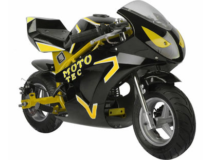 Color: Yellow - MotoTec Gas Pocket Bike GT 49cc 2-Stroke