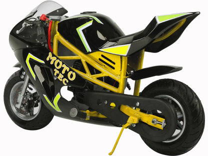 Color: Yellow - MotoTec Gas Pocket Bike GT 49cc 2-Stroke