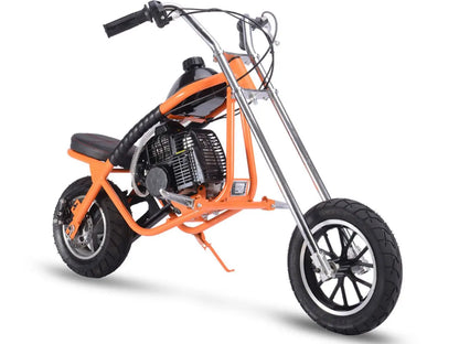 MotoTec 49cc Gas Mini Chopper – Orange | Powerful Pocket Bike
