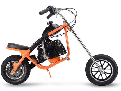 MotoTec 49cc Gas Mini Chopper – Orange | Powerful Pocket Bike