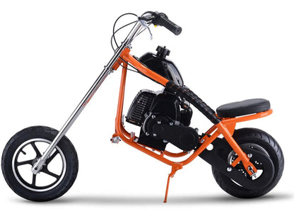 MotoTec 49cc Gas Mini Chopper – Orange | Powerful Pocket Bike