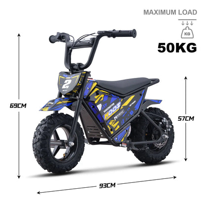 Color: Blue - MotoTec 24v 250w (HP120E) Electric Powered Mini Bike