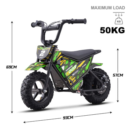 Color: Green - MotoTec 24v 250w (HP120E) Electric Powered Mini Bike