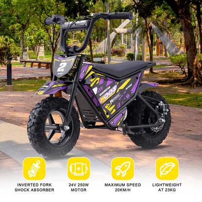 Color: Purple - MotoTec 24v 250w (HP120E) Electric Powered Mini Bike