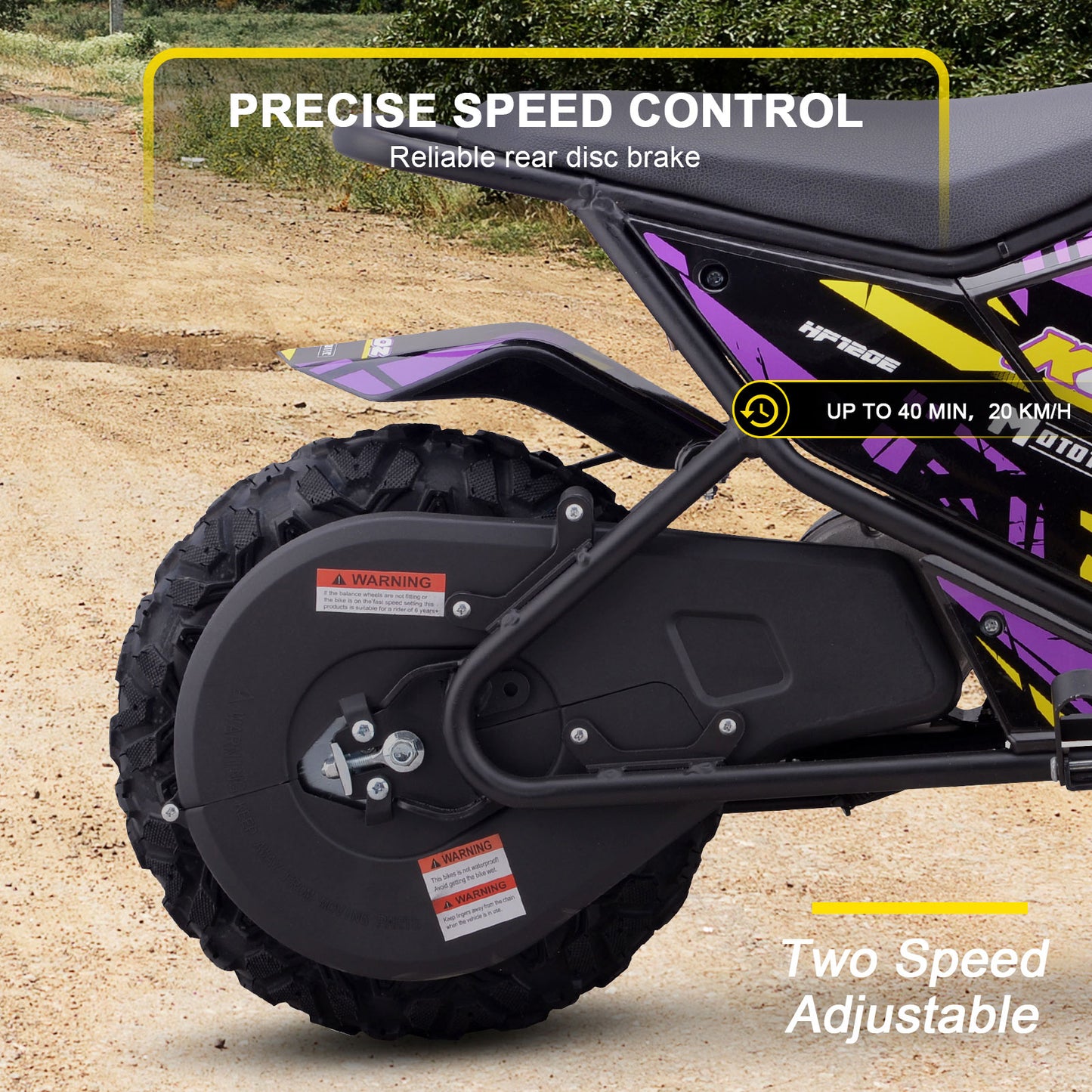 MotoTec 24v 250w (HP120E) Electric Powered Mini Bike Purple