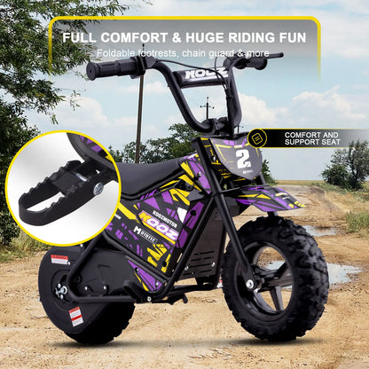 Color: Purple - MotoTec 24v 250w (HP120E) Electric Powered Mini Bike