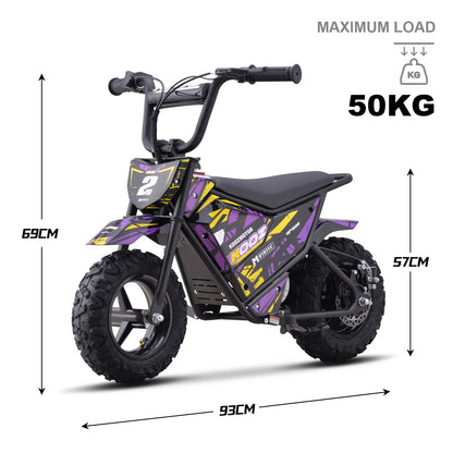 Color: Purple - MotoTec 24v 250w (HP120E) Electric Powered Mini Bike