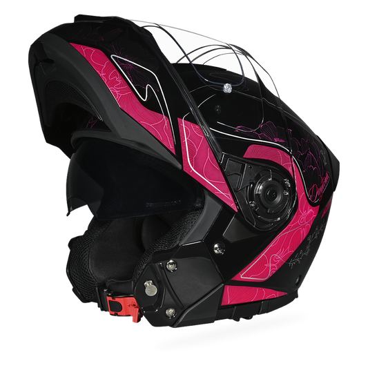 Daytona Glide Modular Motorcycle Helmet - DOT Approved, Bluetooth Ready, Dual Visor, Men/Women/Youth - W/ Flowers