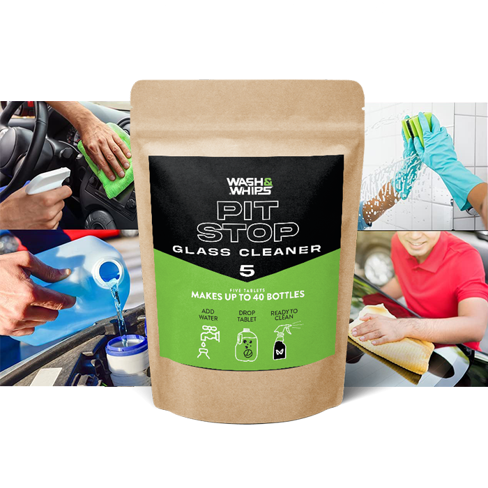 Color - Blue - WASH&WHIPS Pit Stop Glass Cleaner / All Surface Cleaner Refill Tablets (Makes 5 Gallons)