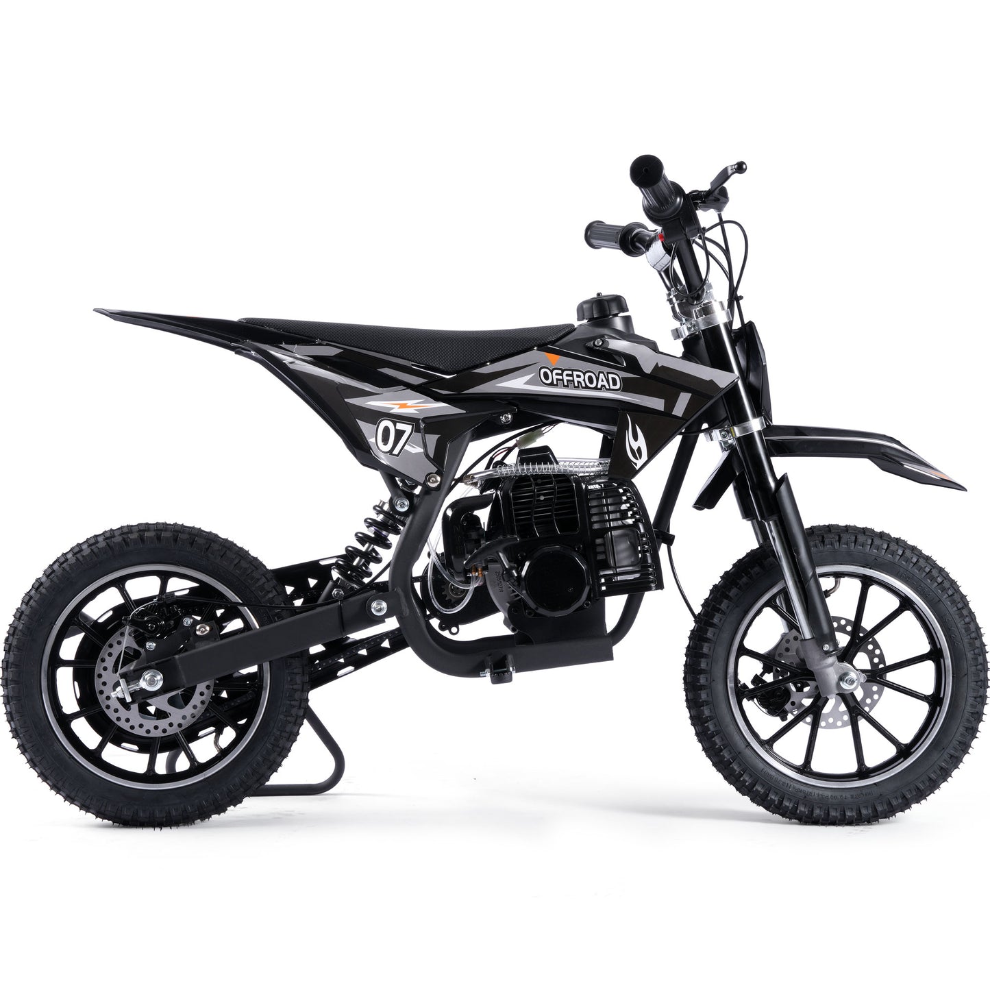 MotoTec Pioneer 49cc 2-Stroke Kids Gas Dirt Bike - Black | Powerful Off-Road Bike