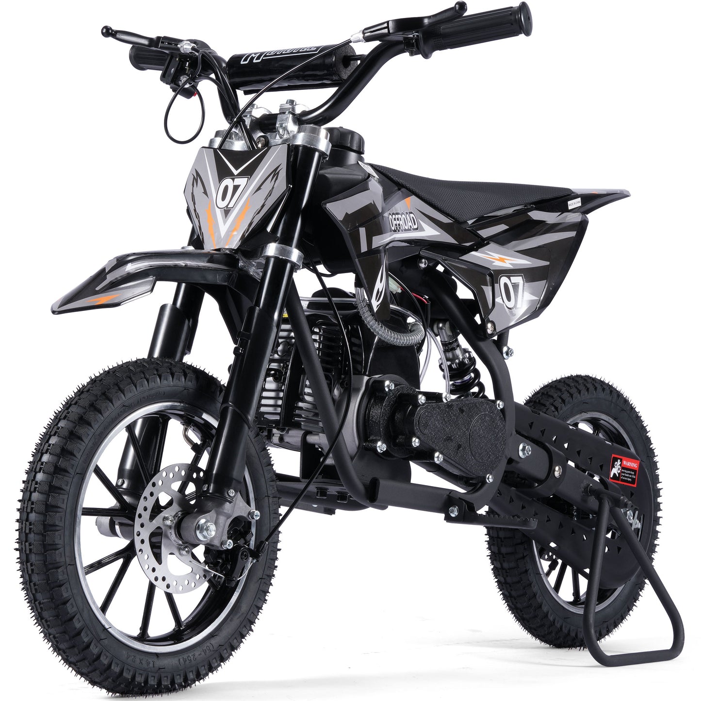 MotoTec Pioneer 49cc 2-Stroke Kids Gas Dirt Bike - Black | Powerful Off-Road Bike