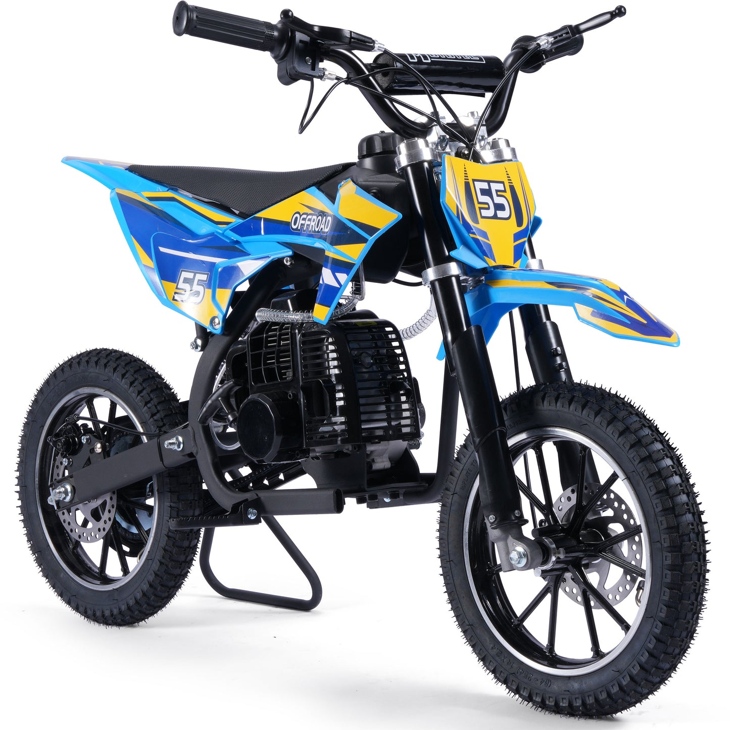 MotoTec Pioneer 49cc 2-Stroke Kids Gas Dirt Bike - Blue | Powerful Off-Road Bike