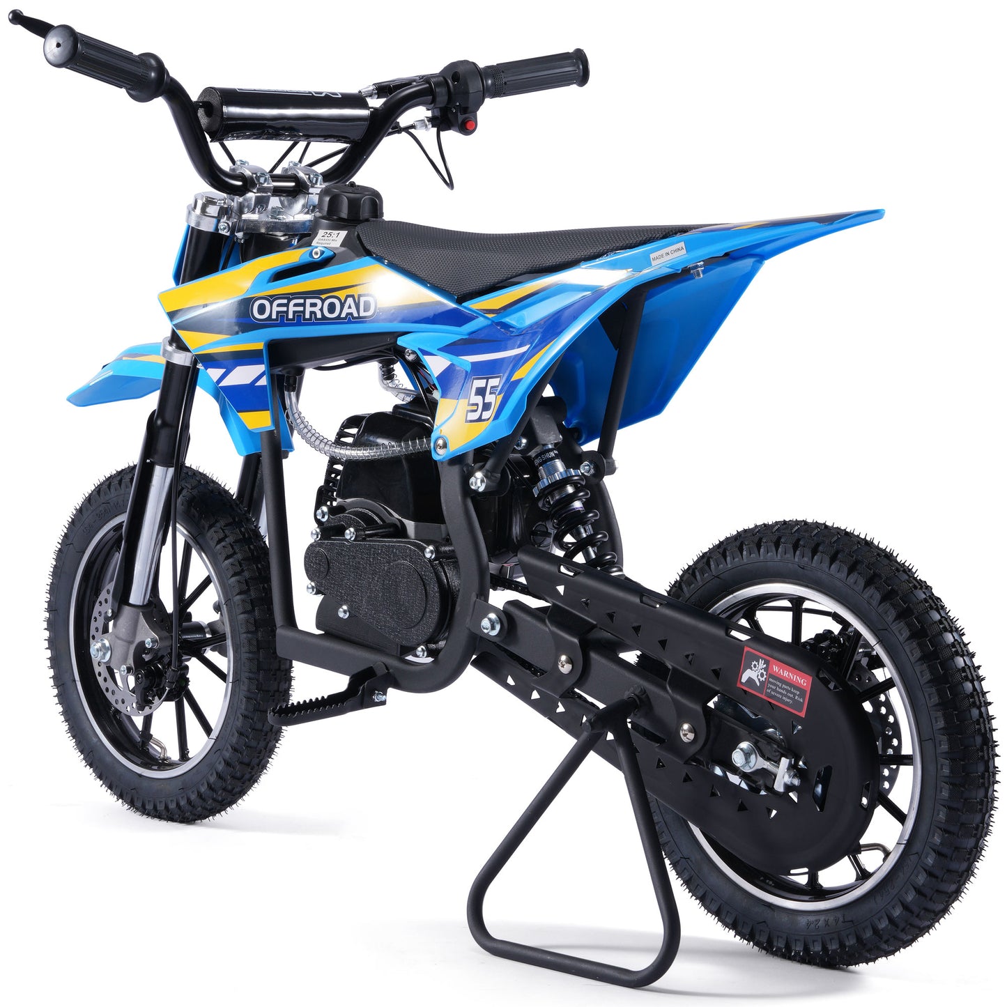 MotoTec Pioneer 49cc 2-Stroke Kids Gas Dirt Bike - Blue | Powerful Off-Road Bike