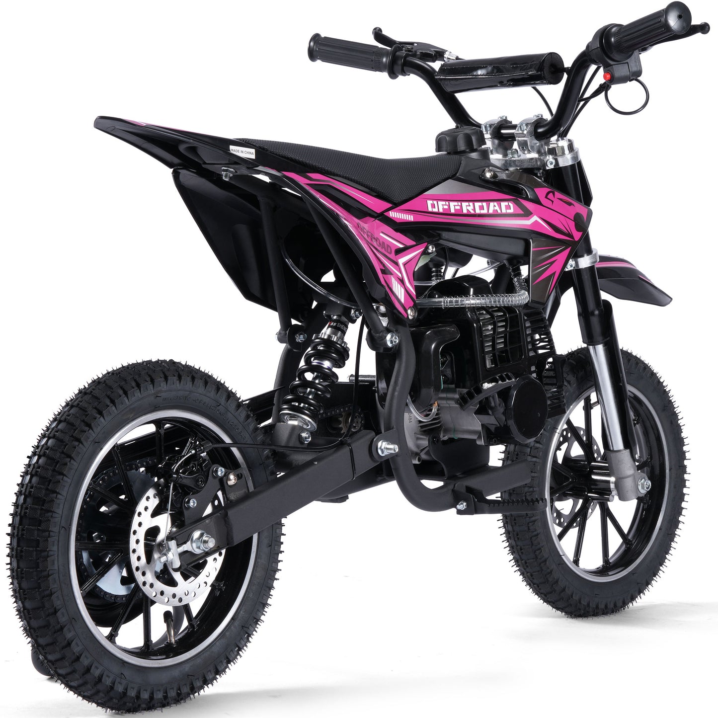 MotoTec Pioneer 49cc 2-Stroke Kids Gas Dirt Bike - Pink | Powerful Off-Road Bike