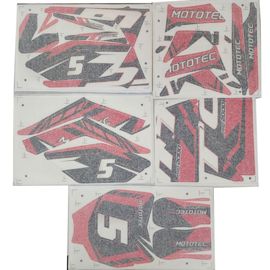 MotoTec 60v 2000w Pro Dirt Bike Sticker Kit - Red