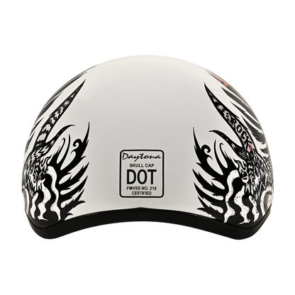 Color - Default - DOT Approved Daytona Motorcycle Half Face Helmet - Skull Cap Graphics for Men & Women, Scooters, ATVs, UTVs & Choppers - W/ Rockin' Reaper